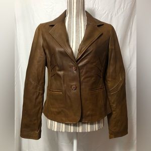 Wilson’s brown button up leather jacket M